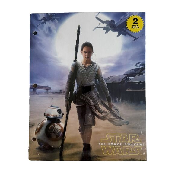 2 Star Wars The Force Awakens 3-Prong Hole Folders Portfolio REY CAPTAIN PHASMA - Picture 1 of 5